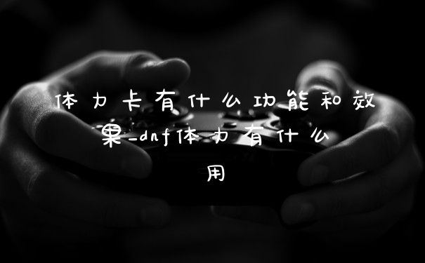 体力卡有什么功能和效果_dnf体力有什么用