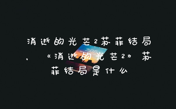 消逝的光芒2苏菲结局，《消逝的光芒2》苏菲结局是什么