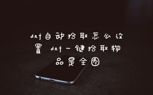 dnf自动拾取怎么设置 dnf一键拾取物品是全图