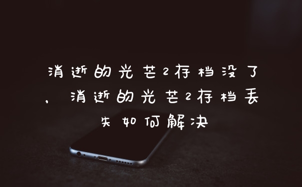 消逝的光芒2存档没了，消逝的光芒2存档丢失如何解决