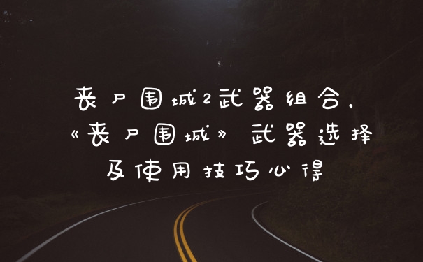 丧尸围城2武器组合，《丧尸围城》武器选择及使用技巧心得
