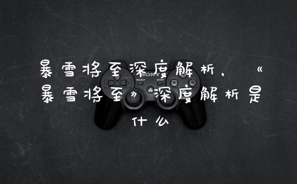 暴雪将至深度解析，《暴雪将至》深度解析是什么