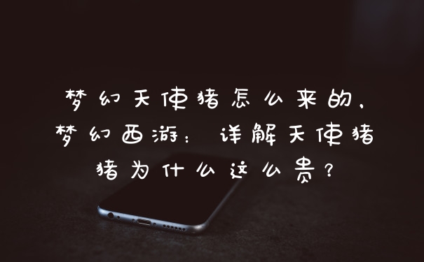 梦幻天使猪怎么来的，梦幻西游：详解天使猪猪为什么这么贵？