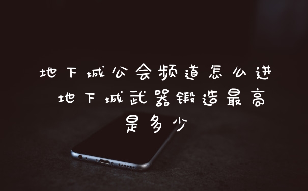 地下城公会频道怎么进 地下城武器锻造最高是多少