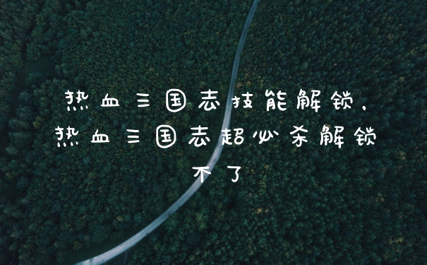 热血三国志技能解锁，热血三国志超必杀解锁不了