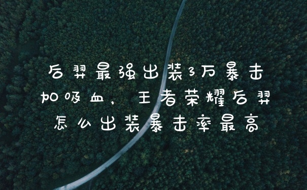 后羿最强出装3万暴击加吸血，王者荣耀后羿怎么出装暴击率最高