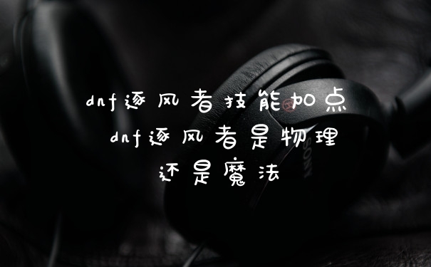 dnf逐风者技能加点 dnf逐风者是物理还是魔法
