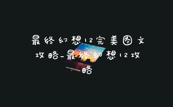 最终幻想12完美图文攻略_最终幻想12攻略