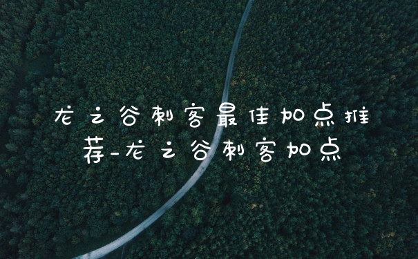 龙之谷刺客最佳加点推荐_龙之谷刺客加点