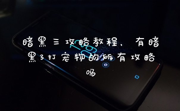 暗黑三攻略教程,有暗黑3打宠物的所有攻略吗