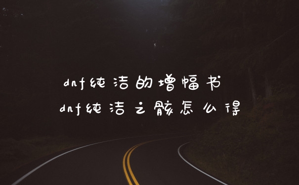 dnf纯洁的增幅书 dnf纯洁之骸怎么得