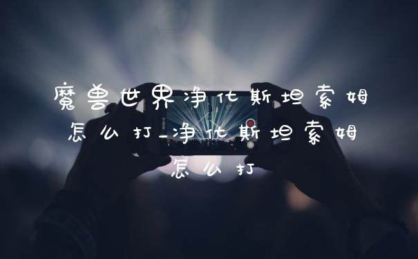 魔兽世界净化斯坦索姆怎么打_净化斯坦索姆怎么打