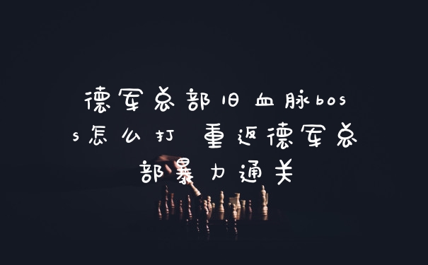 德军总部旧血脉boss怎么打 重返德军总部暴力通关