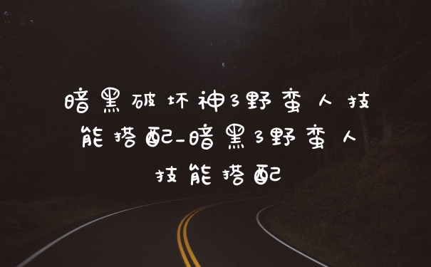 暗黑破坏神3野蛮人技能搭配_暗黑3野蛮人技能搭配