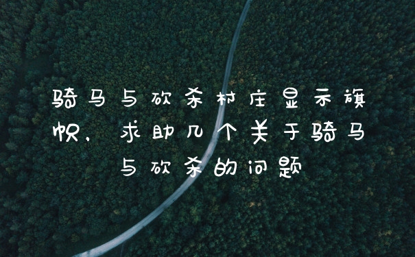 骑马与砍杀村庄显示旗帜,求助几个关于骑马与砍杀的问题