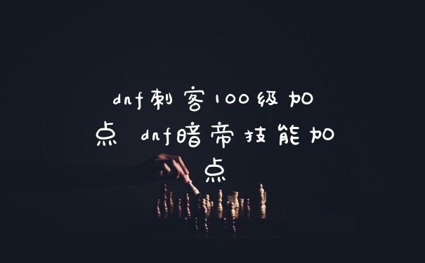 dnf刺客100级加点 dnf暗帝技能加点