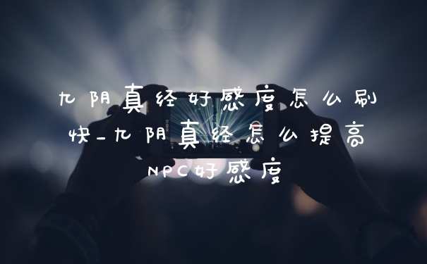 九阴真经好感度怎么刷快_九阴真经怎么提高NPC好感度