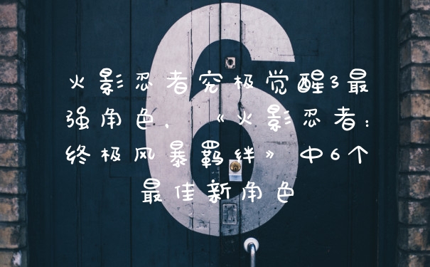 火影忍者究极觉醒3最强角色，《火影忍者：终极风暴羁绊》中6个最佳新角色