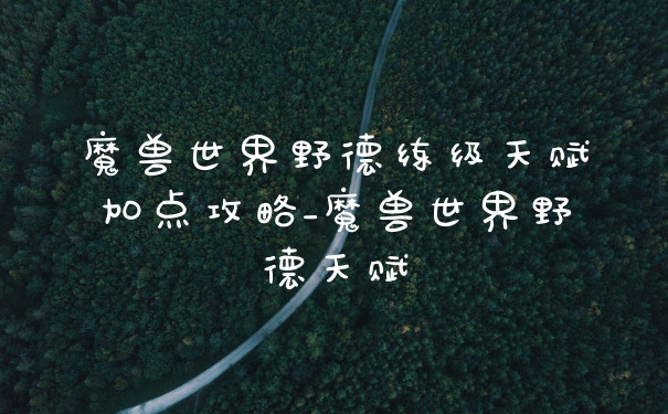 魔兽世界野德练级天赋加点攻略_魔兽世界野德天赋