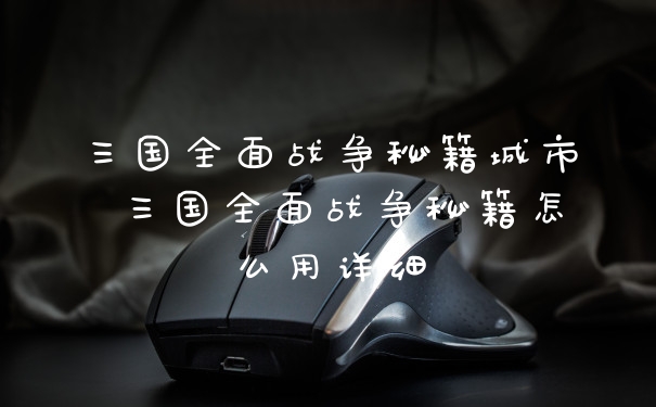 三国全面战争秘籍城市 三国全面战争秘籍怎么用详细