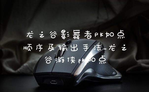 龙之谷影舞者PK加点顺序及输出手法_龙之谷游侠pk加点
