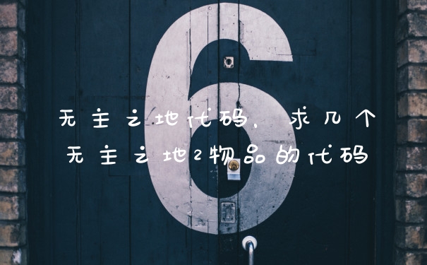 无主之地代码，求几个无主之地2物品的代码