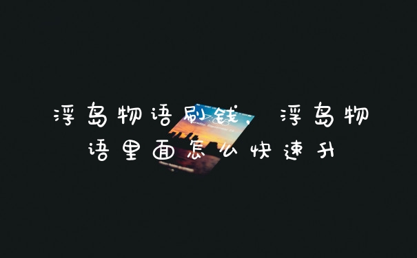 浮岛物语刷钱，浮岛物语里面怎么快速升