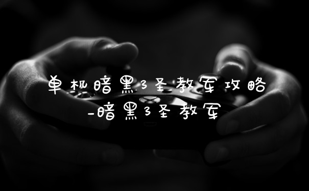 单机暗黑3圣教军攻略_暗黑3圣教军