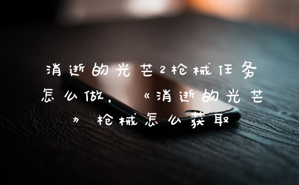 消逝的光芒2枪械任务怎么做，《消逝的光芒》枪械怎么获取