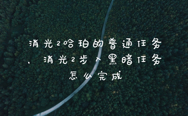 消光2哈珀的普通任务，消光2步入黑暗任务怎么完成