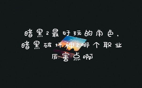 暗黑2最好玩的角色，暗黑破坏神2哪个职业厉害点啊