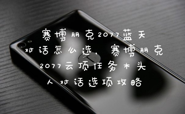 赛博朋克2077蓝天对话怎么选，赛博朋克2077云顶任务木头人对话选项攻略