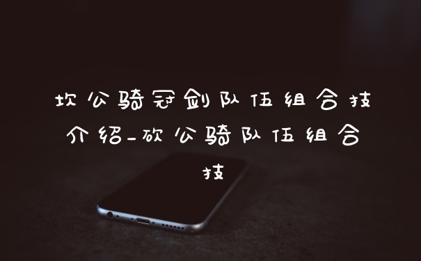坎公骑冠剑队伍组合技介绍_砍公骑队伍组合技