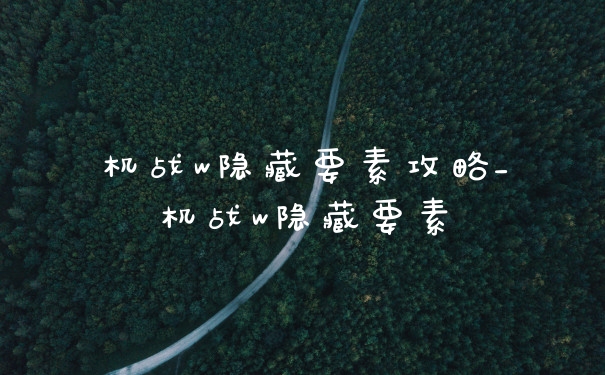 机战w隐藏要素攻略_机战w隐藏要素