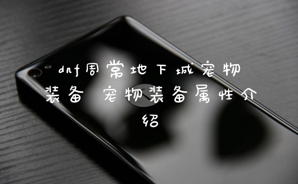 dnf周常地下城宠物装备 宠物装备属性介绍