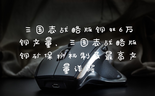 三国志战略版铜奴6万铜产量，三国志战略版铜矿保护机制及最高产量详解
