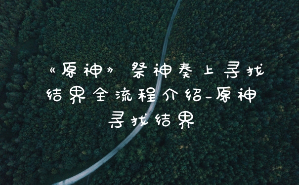 《原神》祭神奏上寻找结界全流程介绍_原神寻找结界