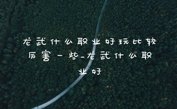 龙武什么职业好玩比较厉害一些_龙武什么职业好