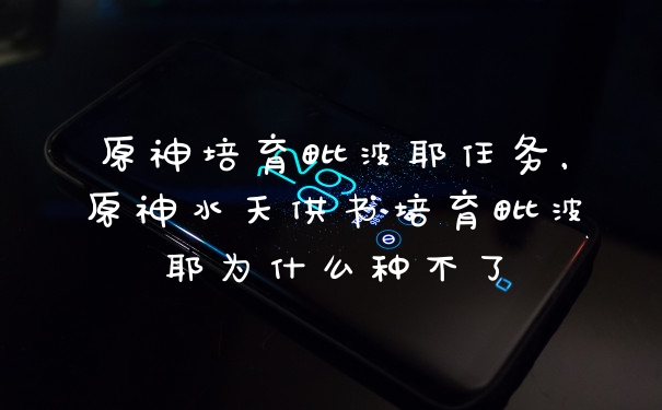 原神培育毗波耶任务，原神水天供书培育毗波耶为什么种不了
