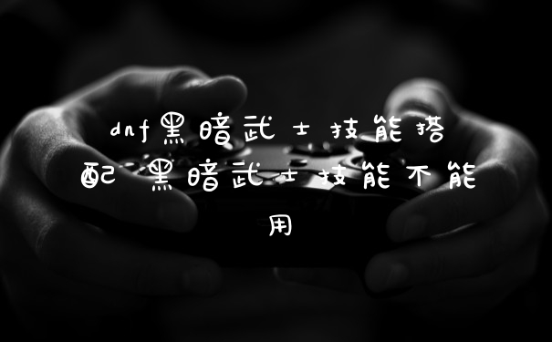 dnf黑暗武士技能搭配 黑暗武士技能不能用
