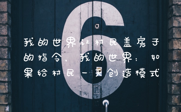 我的世界让村民盖房子的指令，我的世界：如果给村民一天创造模式
