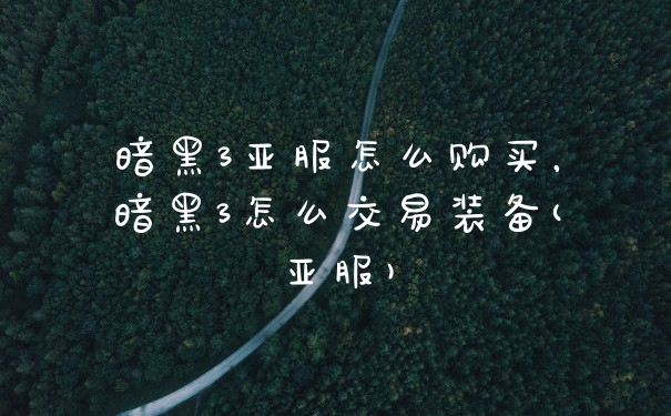 暗黑3亚服怎么购买,暗黑3怎么交易装备(亚服)