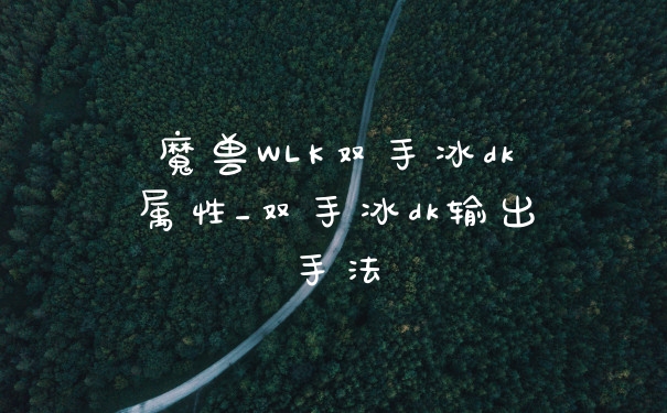 魔兽WLK双手冰dk属性_双手冰dk输出手法