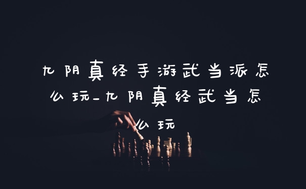 九阴真经手游武当派怎么玩_九阴真经武当怎么玩