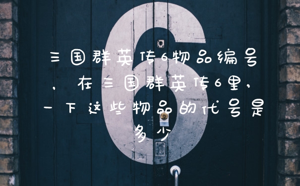 三国群英传6物品编号，在三国群英传6里,一下这些物品的代号是多少