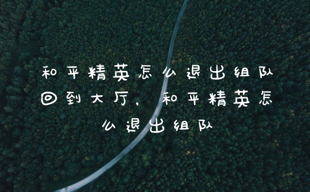 和平精英怎么退出组队回到大厅，和平精英怎么退出组队