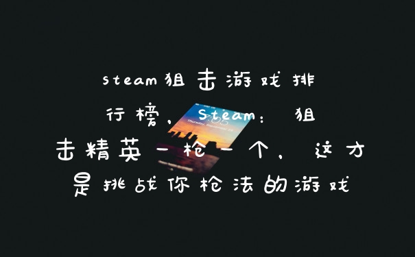 steam狙击游戏排行榜，Steam：狙击精英一枪一个，这才是挑战你枪法的游戏