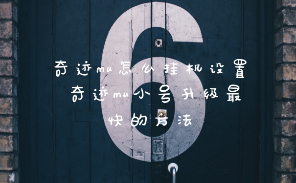 奇迹mu怎么挂机设置 奇迹mu小号升级最快的方法