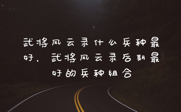 武将风云录什么兵种最好，武将风云录后期最好的兵种组合