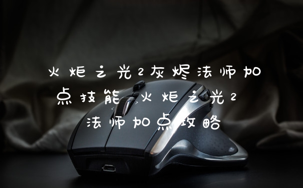 火炬之光2灰烬法师加点技能 火炬之光2 法师加点攻略